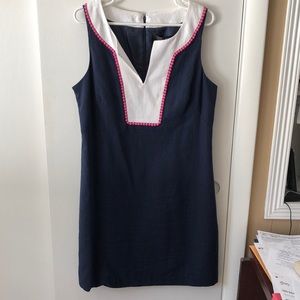 Kensie Women’s navy blue with pink and white detailing dress